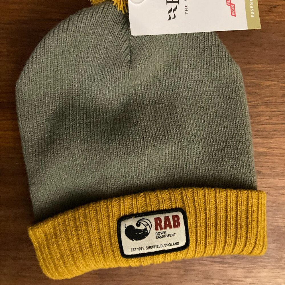 Rab Down Equipment essential bobble stone sahara ribbed beanie winter hat cap 25